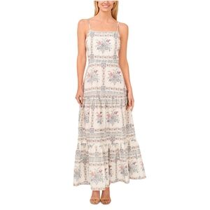 Floral Print Maxi Dress - Cream